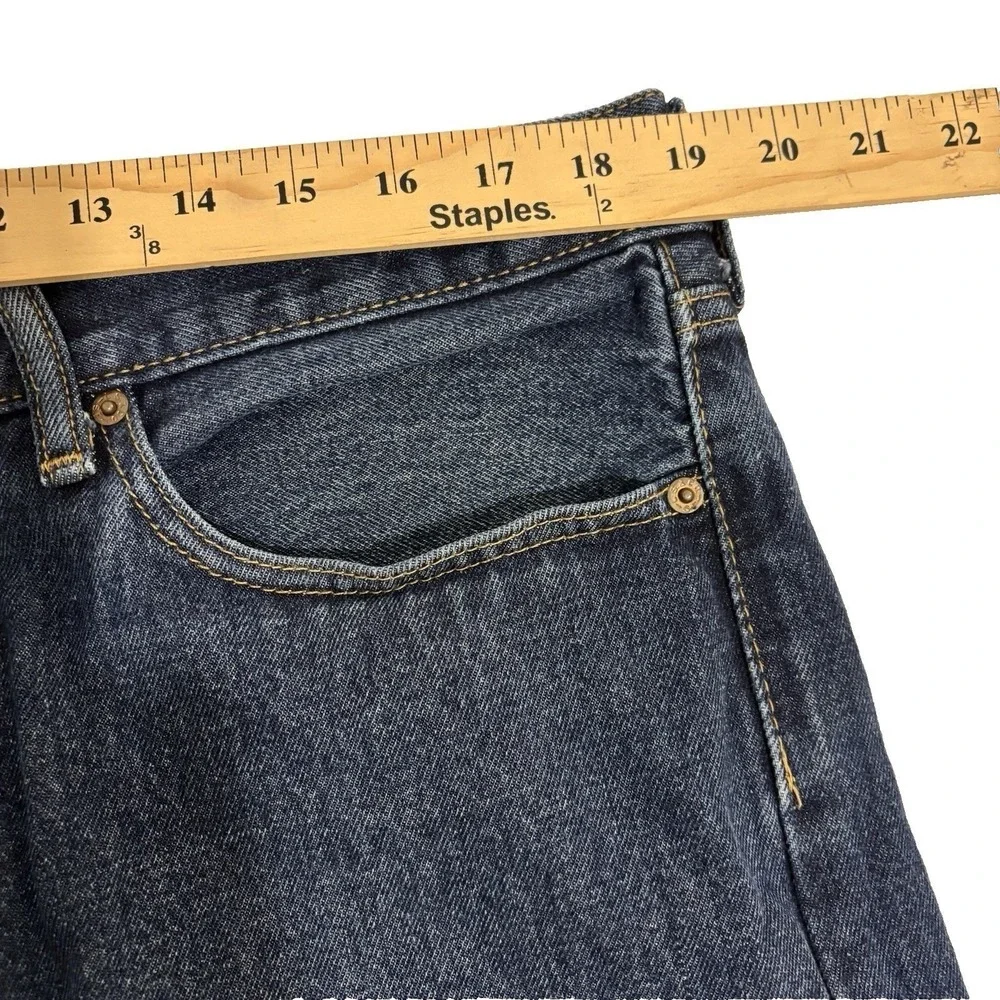 Levis 505 Regular Fit Straight Jeans Mens 38x30 Dark Blue Denim Mid Rise